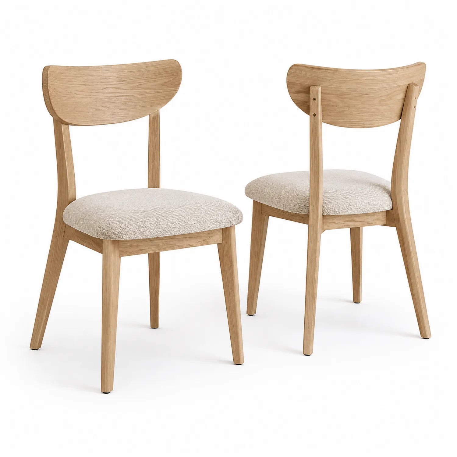 Set de 2 Chaises en Chêne et Tissu Beige