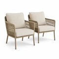 Lot de 2 fauteuils d'extérieur en aluminium et corde avec coussins amovibles
