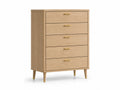 Commode en bois avec 5 tiroirs beige