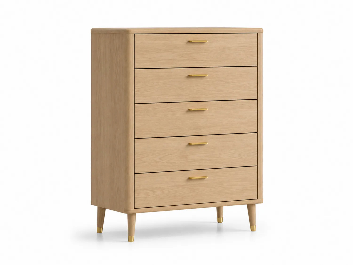 Commode en bois avec 5 tiroirs beige