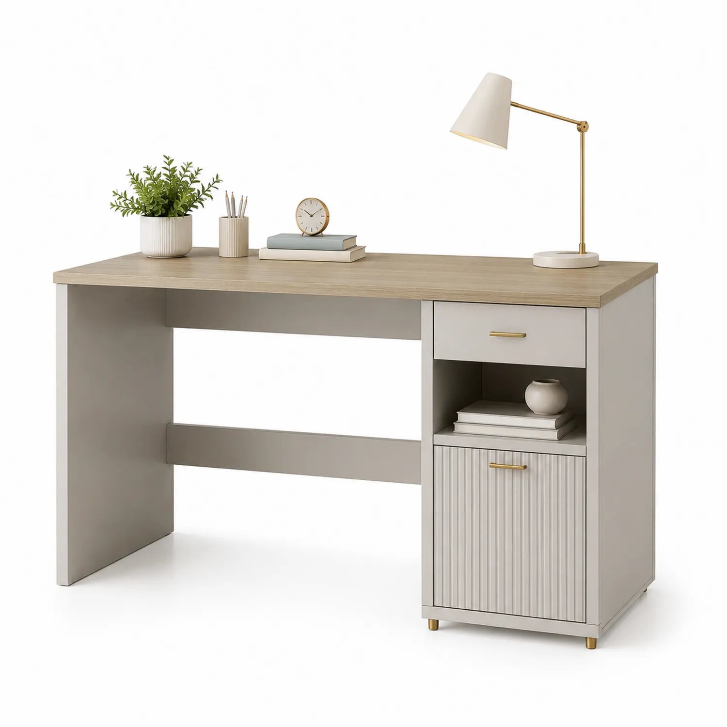 Bureau en bois et MDF avec tiroir beige 120x60x75 cm