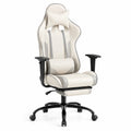Fauteuil de bureau ergonomique en PU blanc avec repose-pieds et accoudoirs