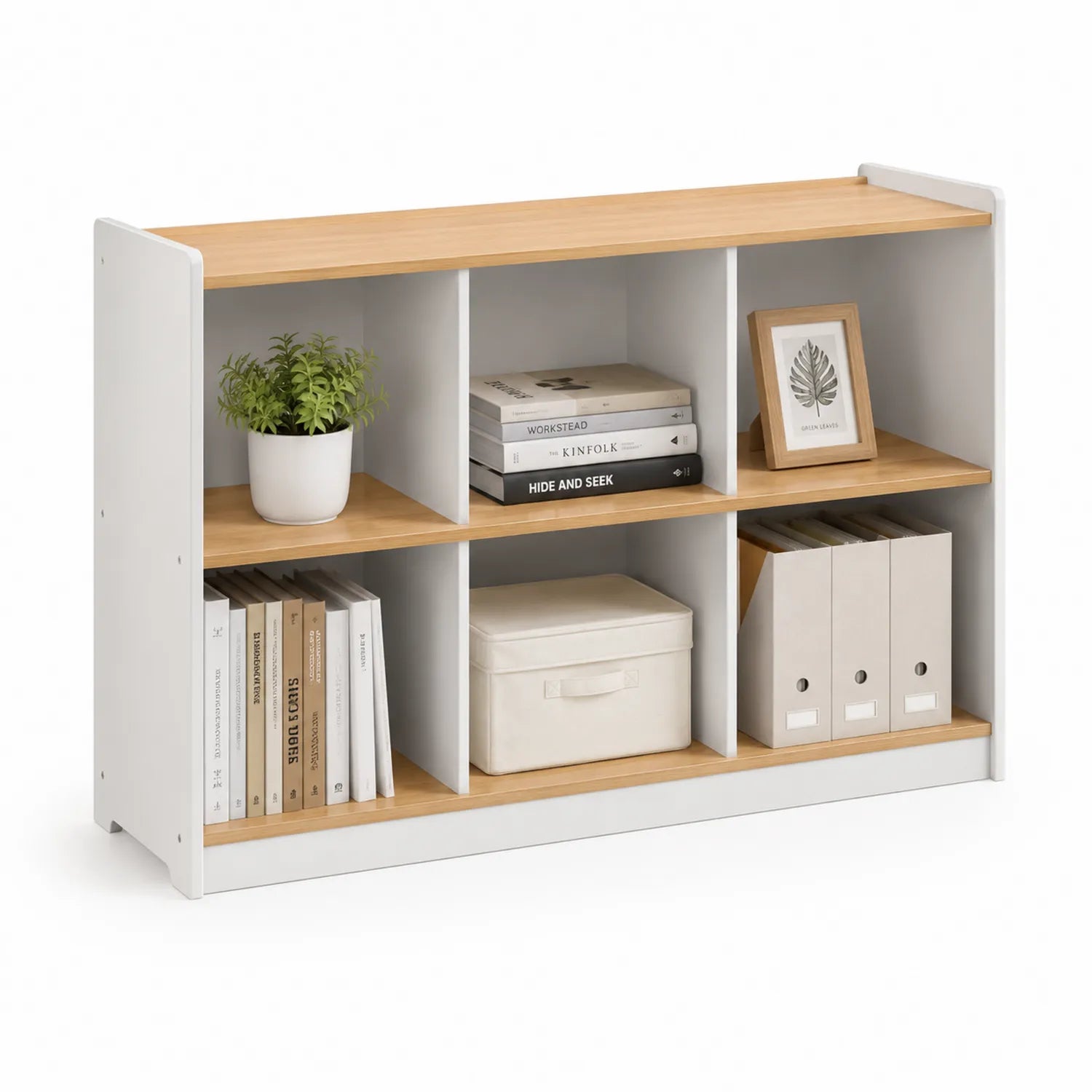 Bibliothèque étagères en bois MDF Blanc/Bois clair