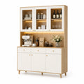 Buffet de cuisine en MDF avec portes vitrées et LED 180x40x200cm