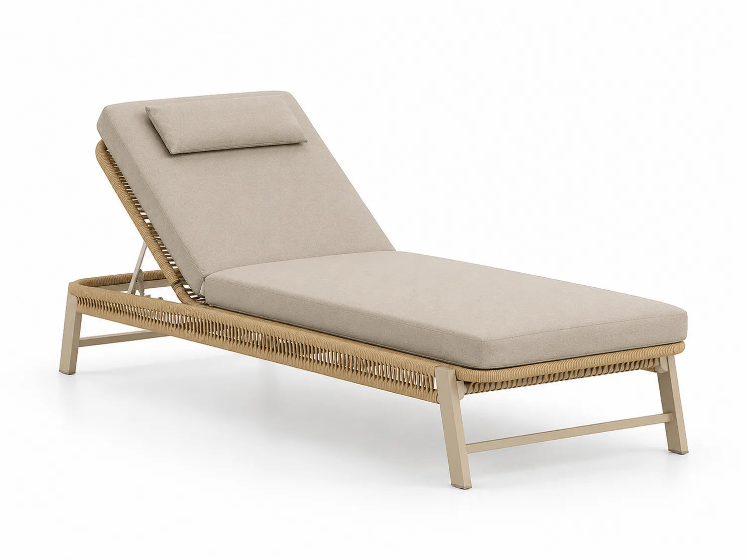 Chaise longue de jardin en aluminium et polyéthylène beige