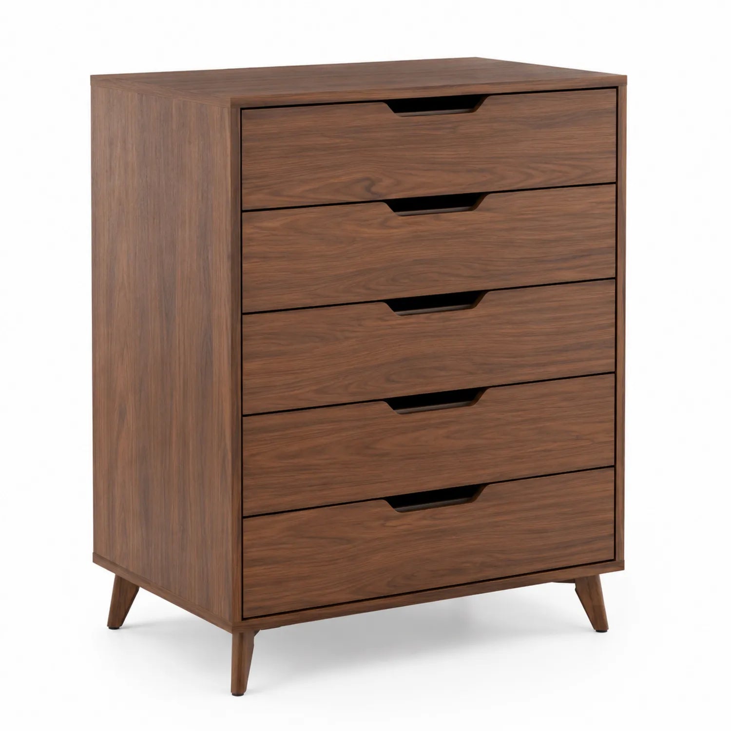 Commode en bois à cinq tiroirs en noyer