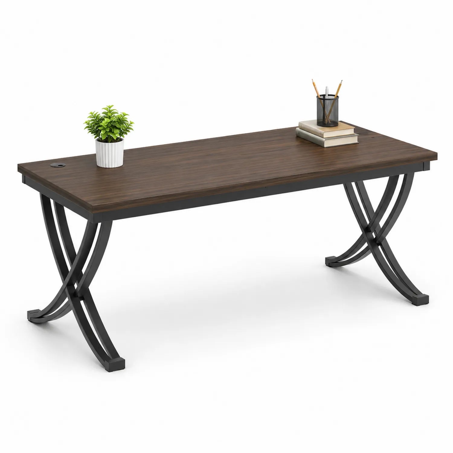 Bureau rectangulaire en bois et métal 160x80x75 cm