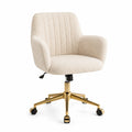 Chaise de bureau en tissu bouclé avec base métallique dorée