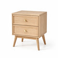 Table de chevet en bois chêne à deux tiroirs