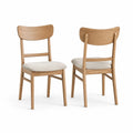 Chaises de salle à manger en bois et tissu beige, lot de 2