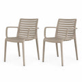 Lot de 2 chaises d'extérieur en plastique beige avec accoudoirs