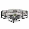Canapé d'angle extérieur en aluminium Gris avec coussins de polyester