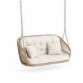 Balancelle suspendue extérieure en rotin avec coussins polyester beige