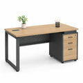 Bureau Rectangulaire en Bois et Métal avec Tiroirs 140x70x75 cm