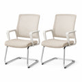 Ensemble de 2 chaises en tissu beige et métal chromé