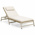 Chaise longue extérieure ajustable aluminium Beige avec coussin