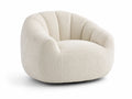 Fauteuil Rond en Tissu Bouclé Beige 90x90x75 cm