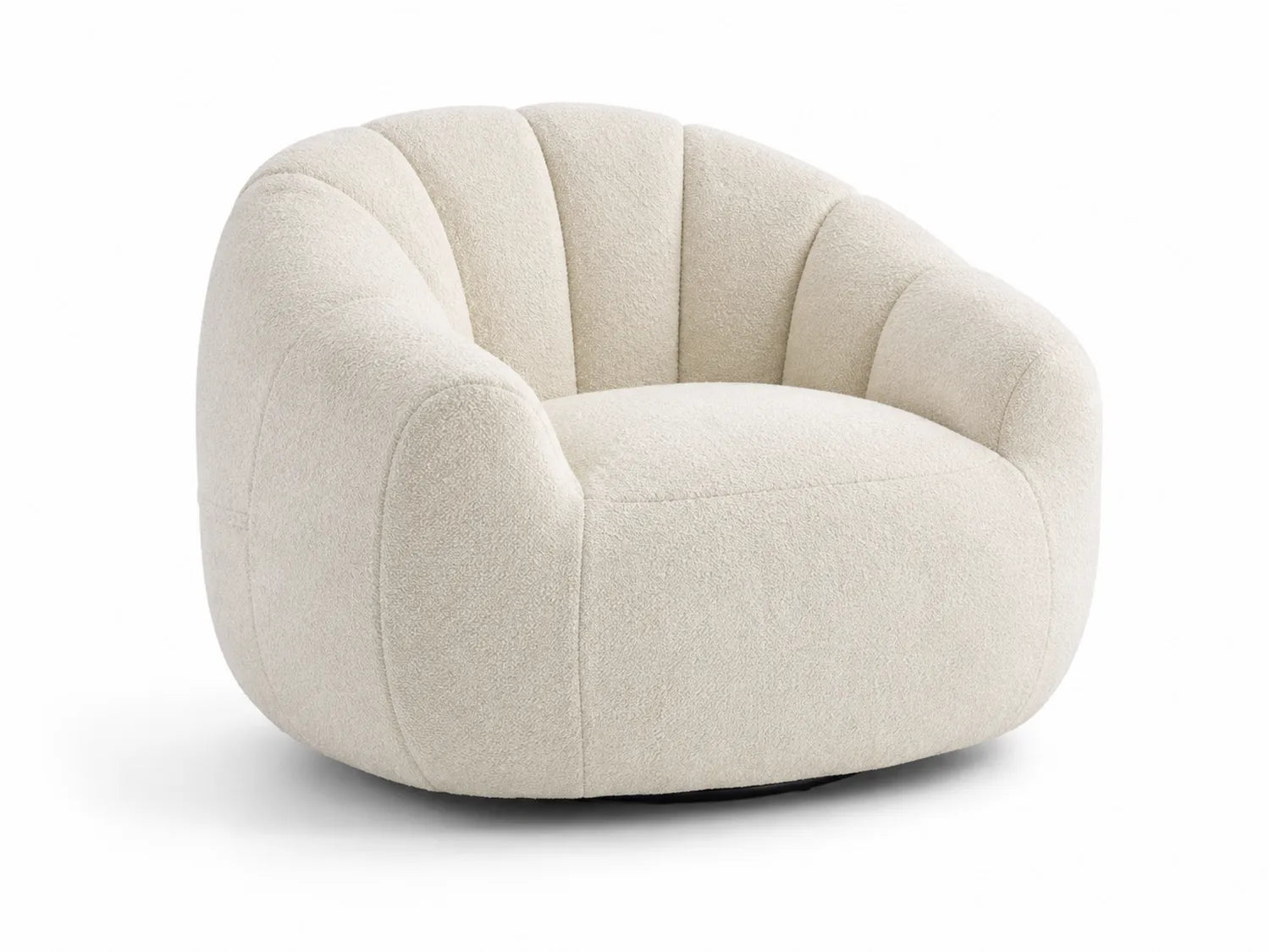 Fauteuil Rond en Tissu Bouclé Beige 90x90x75 cm