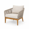 Fauteuil d'extérieur en bois et corde beige