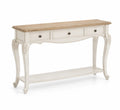 Table console bois blanc 3 tiroirs 120x35x80 cm