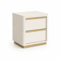 Table de chevet en bois MDF Crème/Doré avec tiroirs