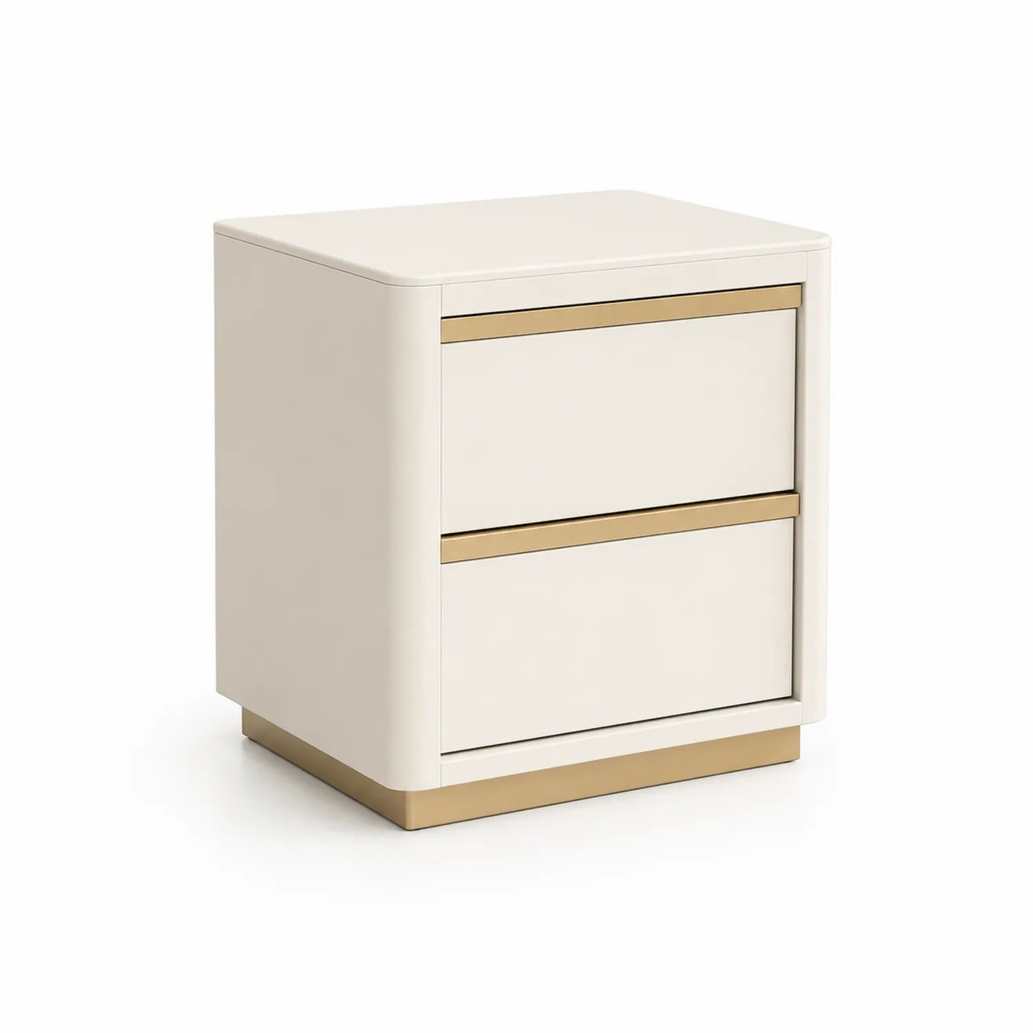 Table de chevet en bois MDF Crème/Doré avec tiroirs