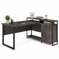 Bureau d'angle en bois avec étagères et tiroir