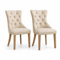 Lot de 2 chaises en tissu avec pieds en bois Beige