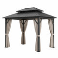 Tonnelle de jardin en aluminium avec toit en acier galvanisé et rideaux