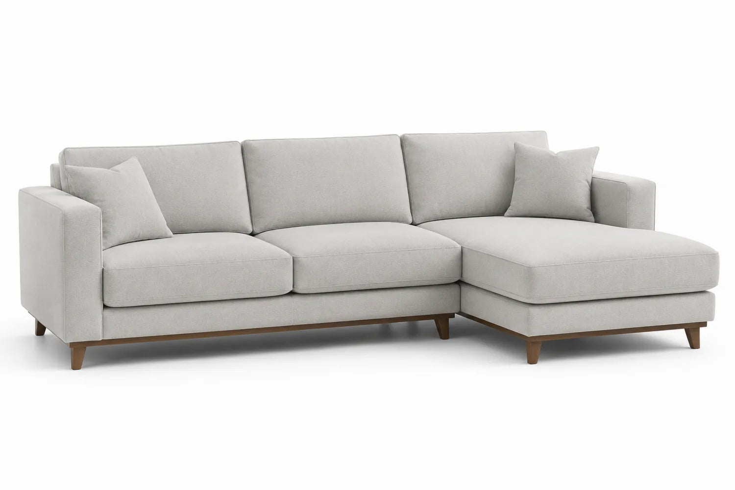Canapé d'angle en tissu Gris clair avec base en bois