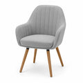 Chaise en tissu polyester gris avec pieds en chêne