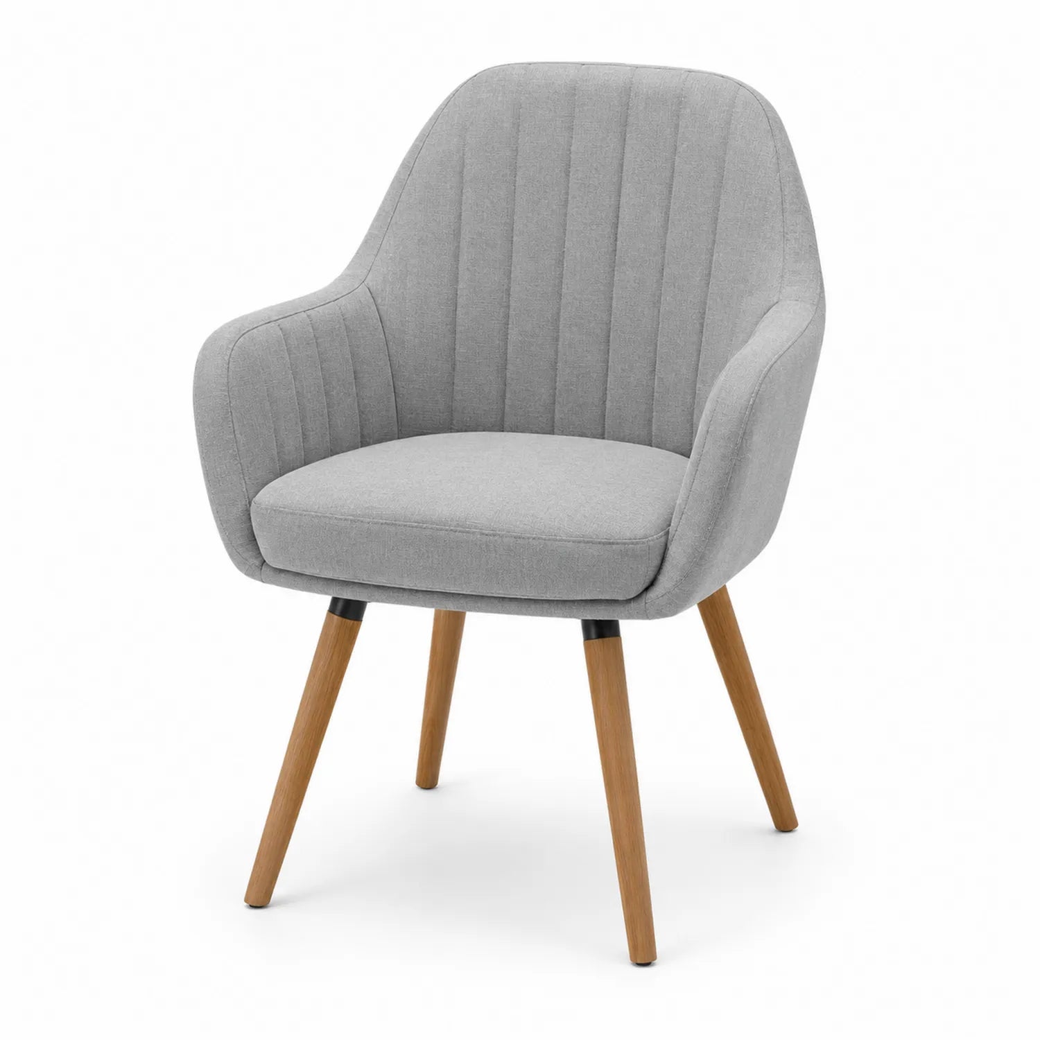 Chaise en tissu polyester gris avec pieds en chêne
