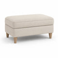 Repose-pieds lin beige avec pieds en bois