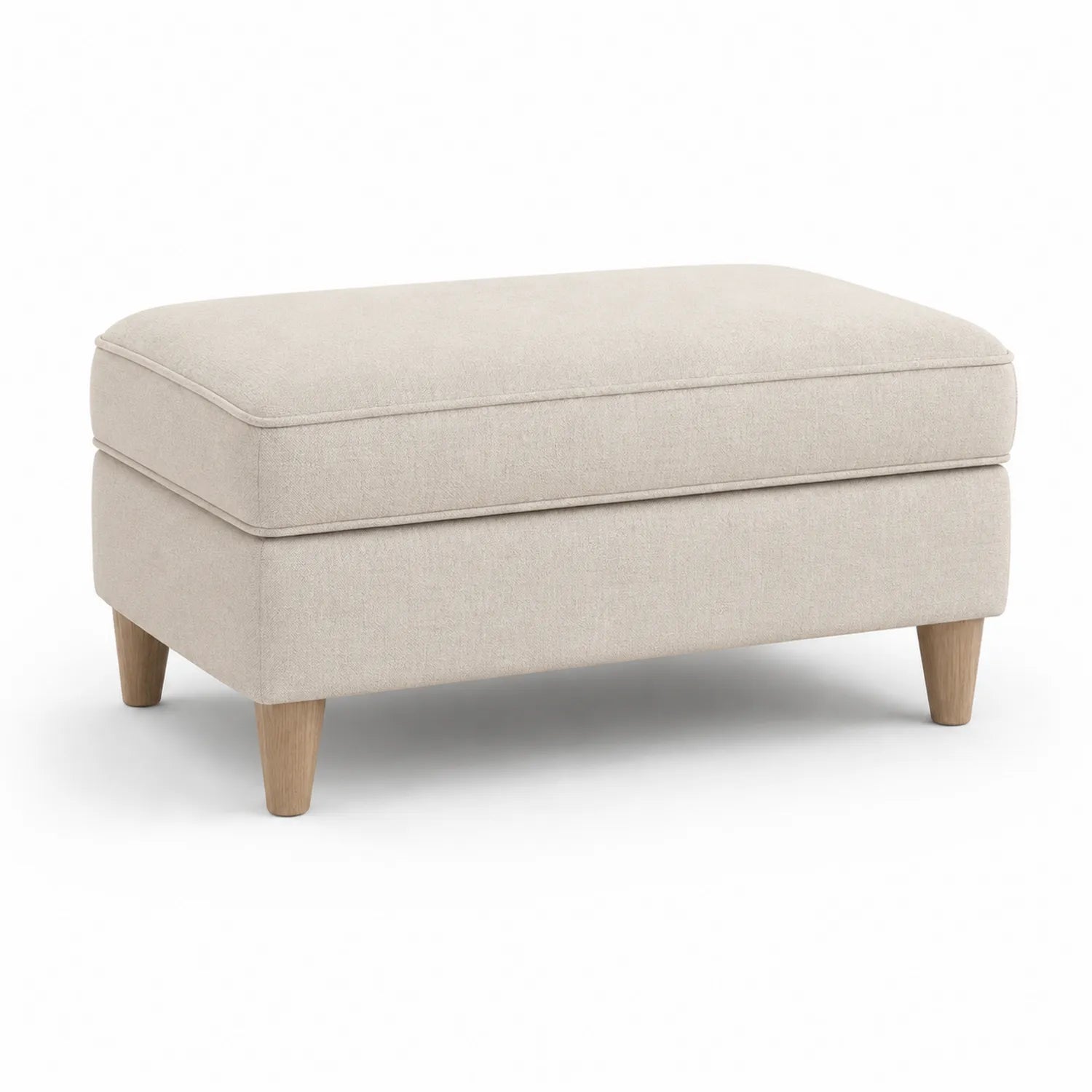 Repose-pieds lin beige avec pieds en bois