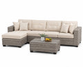 Salon de jardin en résine tressée beige avec table basse