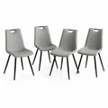 Lot de 4 chaises en cuir PU Gris avec pieds en métal