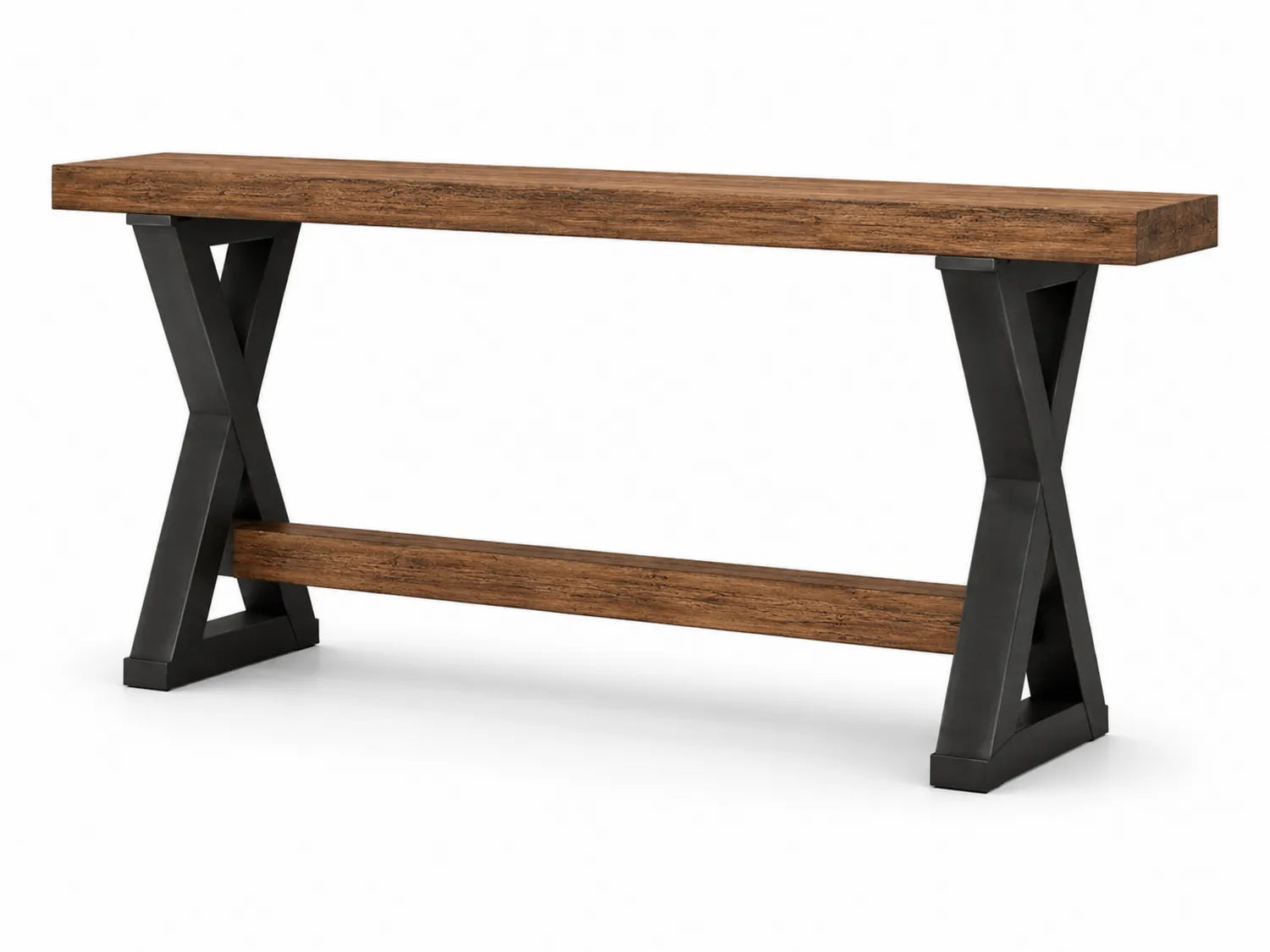 Table console bois massif et acier 120x40x80 cm Marron/Noir