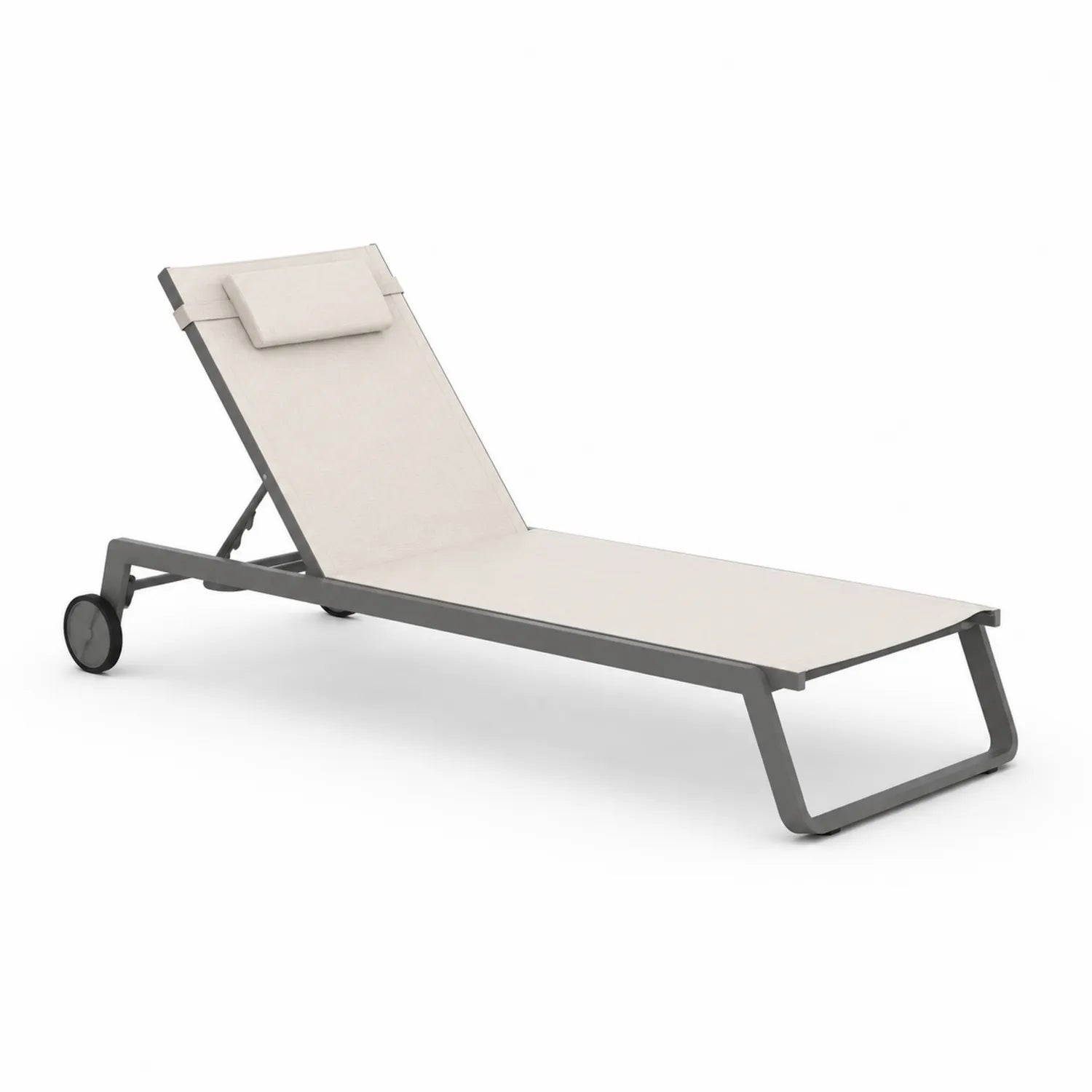 Chaise longue extérieure en aluminium et Textilène blanc