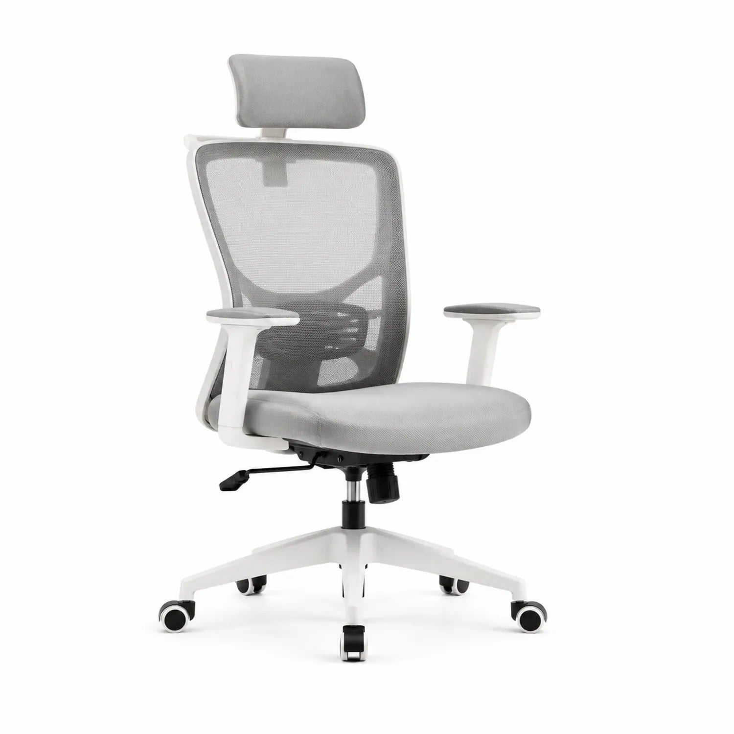 Chaise de bureau ergonomique en maille avec accoudoirs réglables Gris