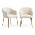 Set de 2 chaises en tissu beige avec pieds en métal