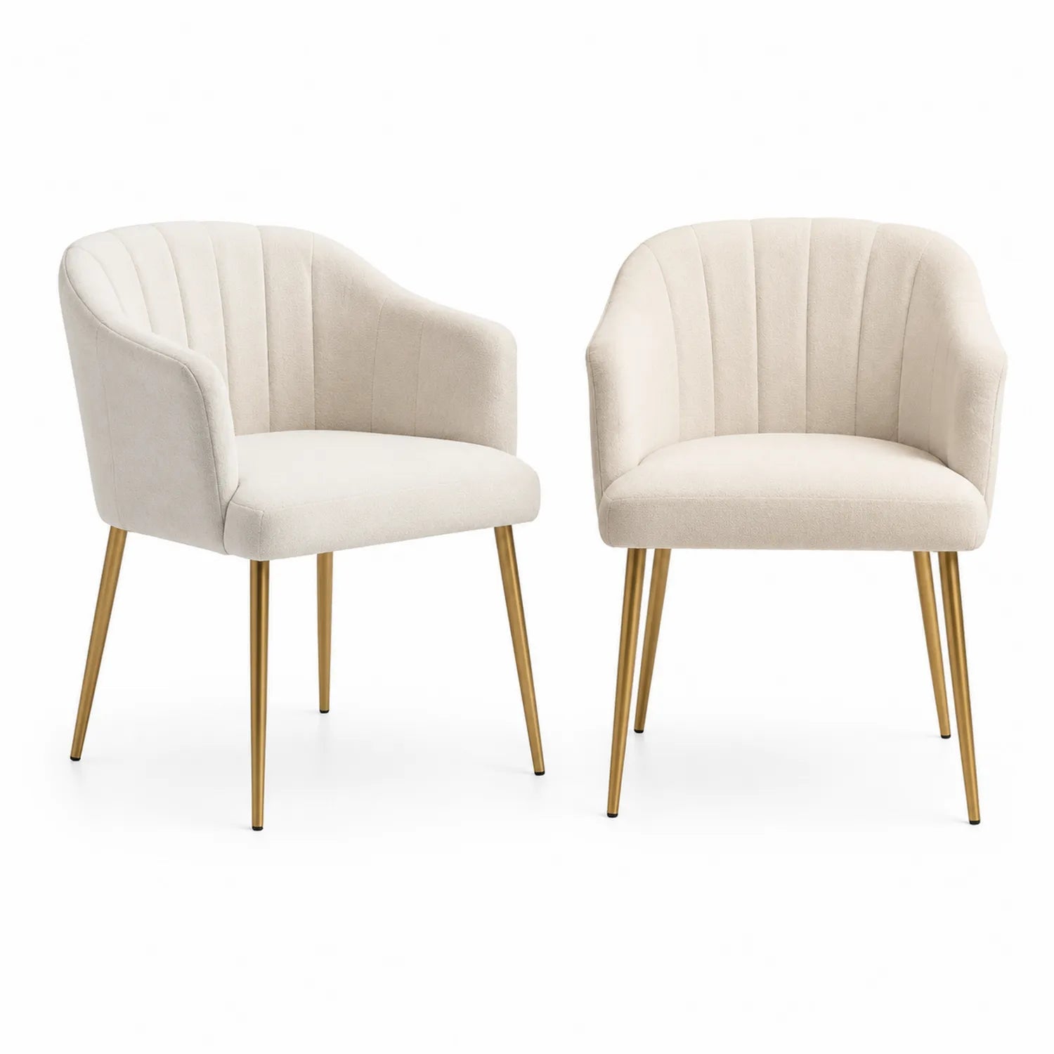 Set de 2 chaises en tissu beige avec pieds en métal