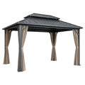 Pavillon de jardin en aluminium avec toit en acier et rideaux en polyester 3x4m