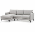 Canapé d'angle en tissu polyester gris clair avec pieds en métal