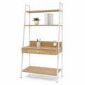 Bureau Étagère en Bois et Métal Blanc 145x85x50 cm