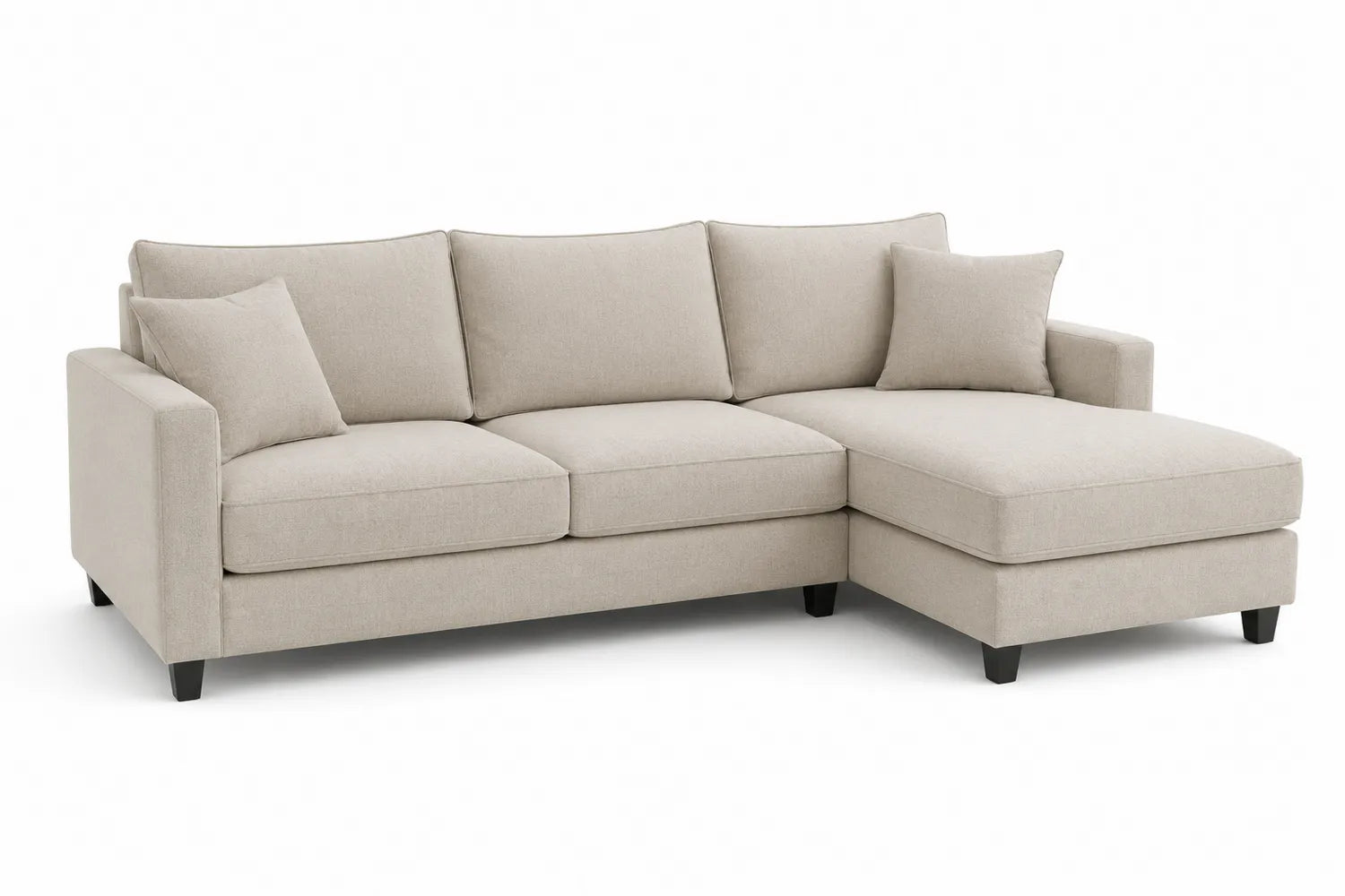 Canapé d'angle en tissu beige avec méridienne