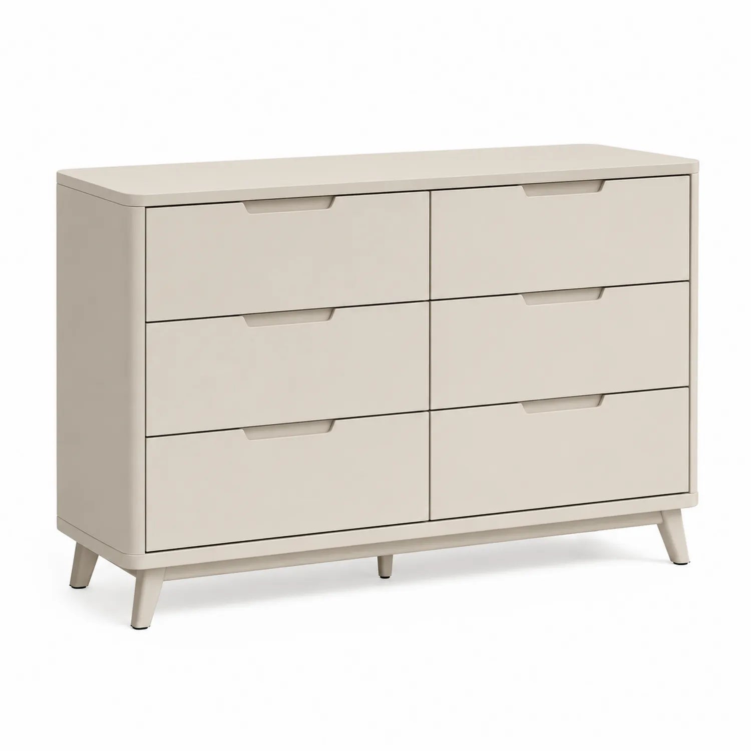 Commode 6 tiroirs bois MDF Beige 120x40x80 cm