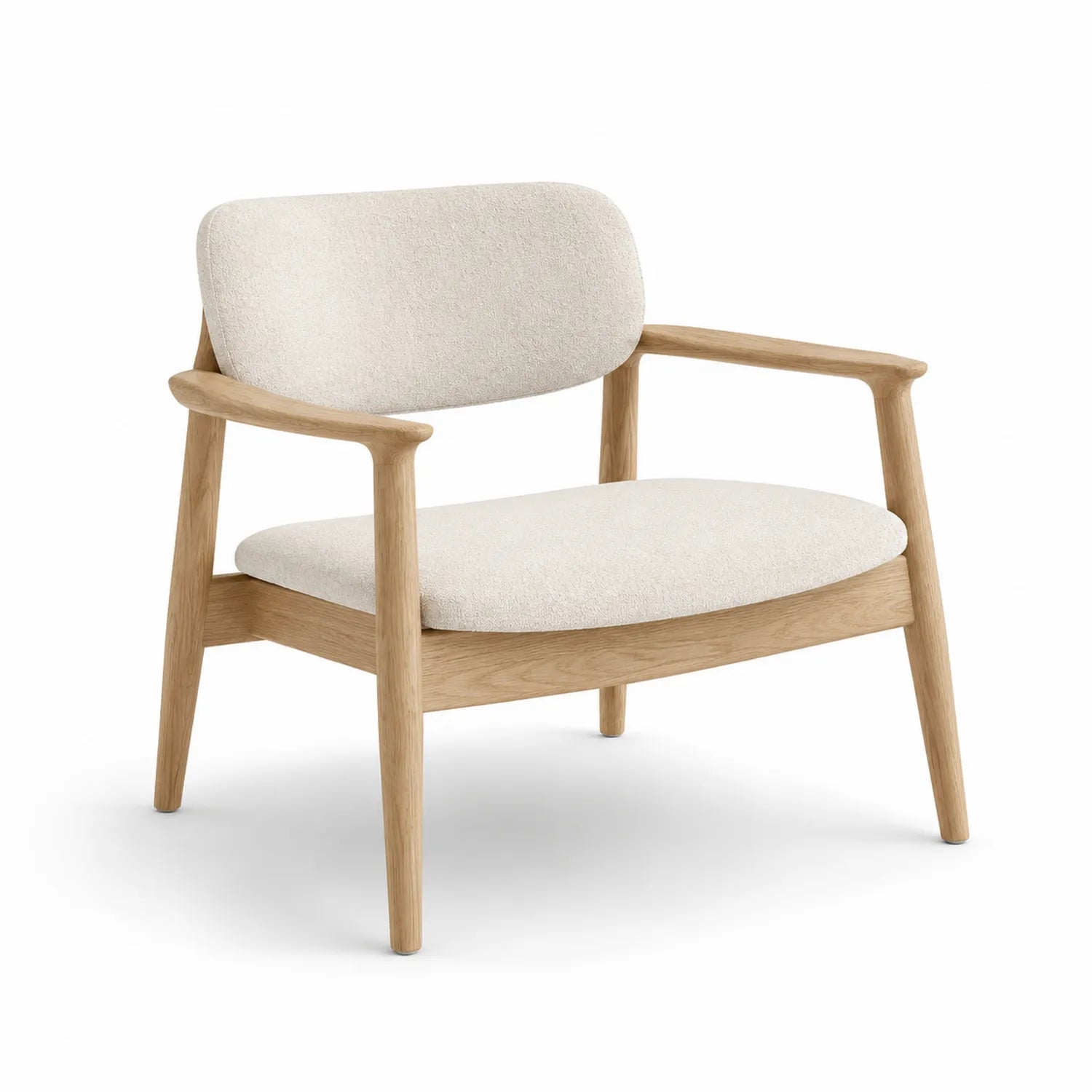 Fauteuil en bois avec coussins en tissu beige