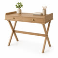 Bureau en chêne avec tiroir et pieds croisés