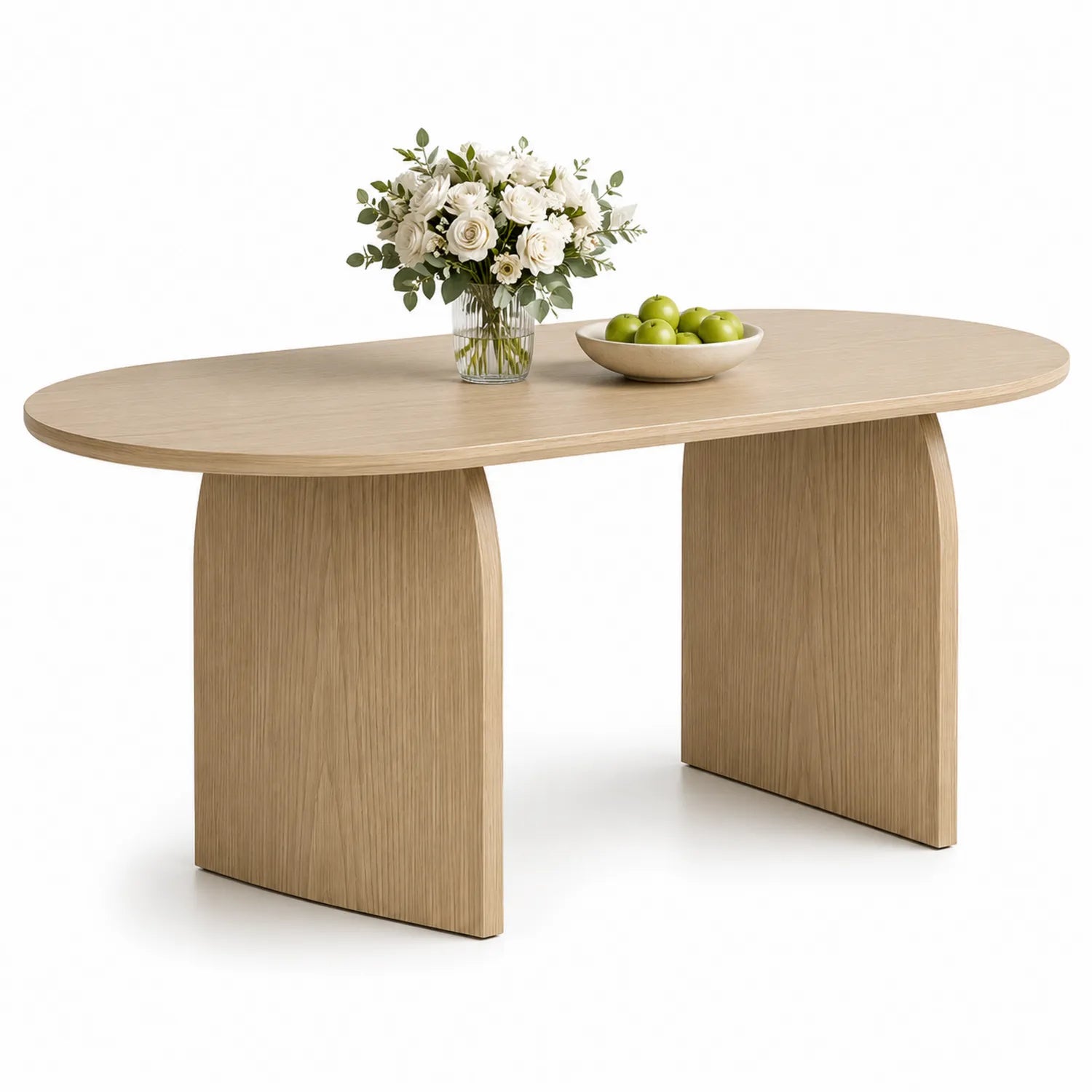 Table à manger ovale en bois de chêne 180x90x75 cm