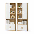Bibliothèque en Bois avec Portes Blanches et Éclairage LED